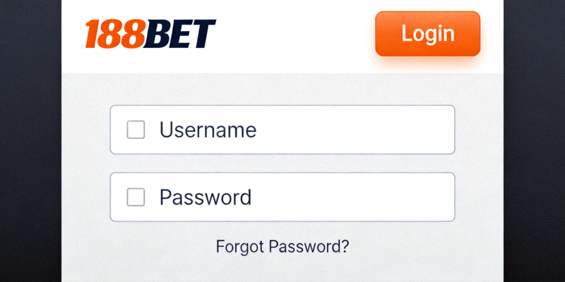 188BET 웹사이트 로그인 버튼 위치와 로그인 입력 폼을 보여주는 안내 이미지