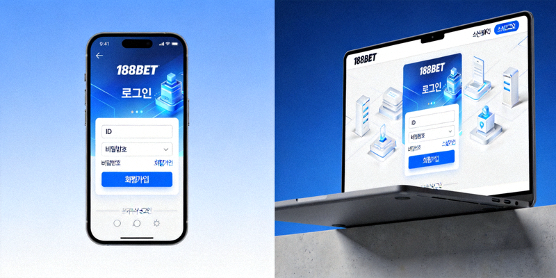 모바일 기기와 PC에서의 188BET 접속 화면 비교 이미지
